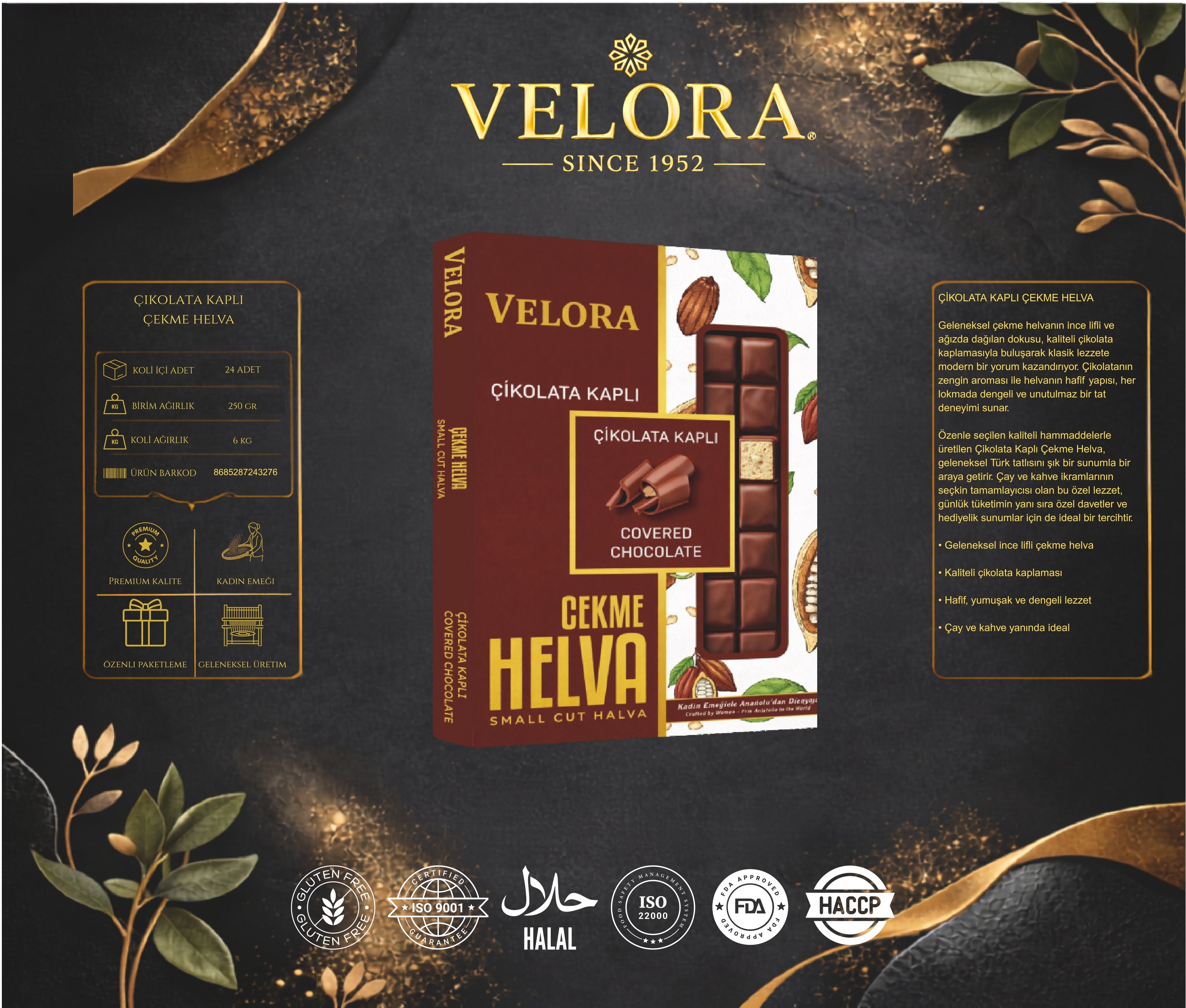 ÇİKOLATA KAPLI ÇEKME HELVA 250 GR