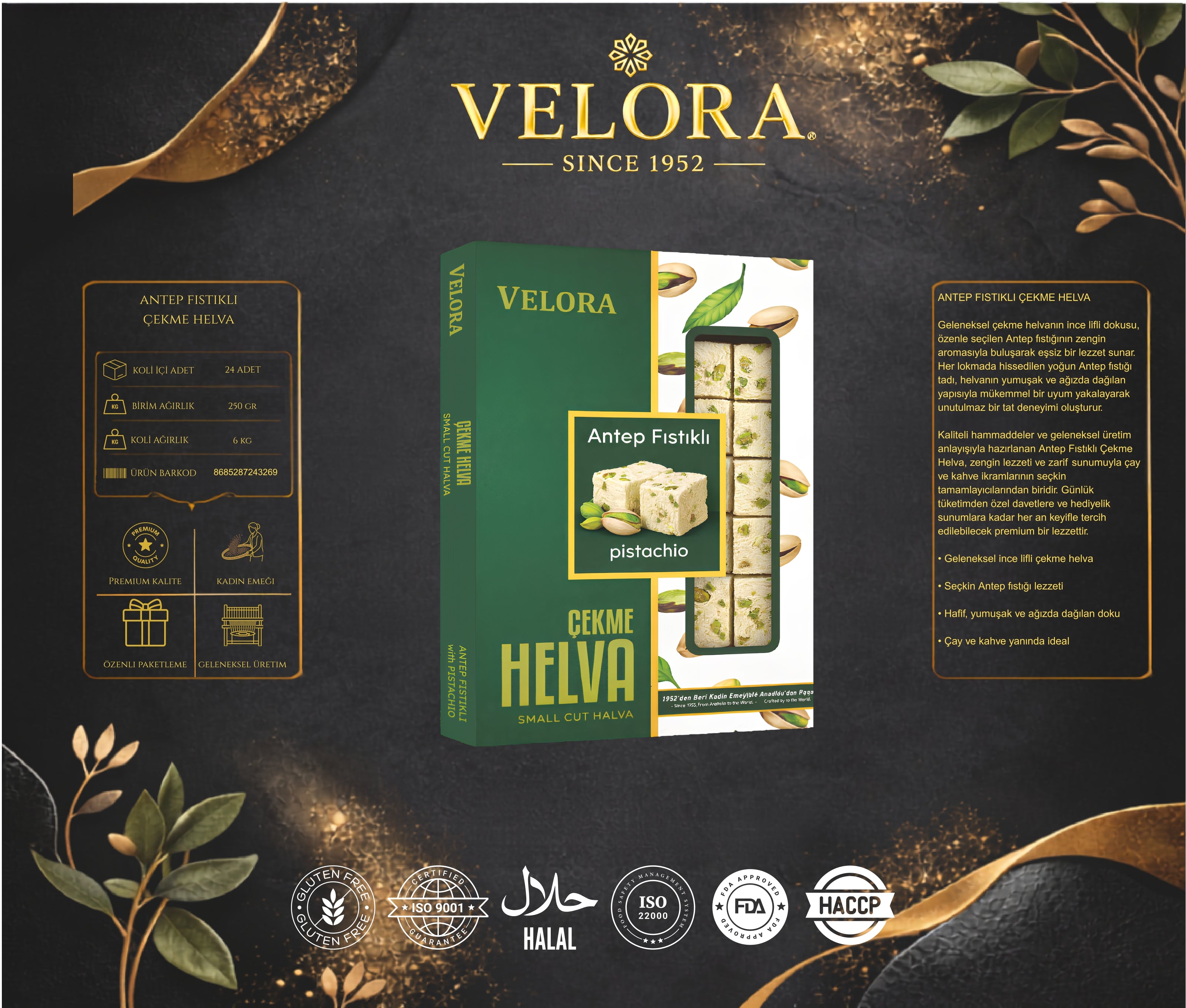 ANTEP FISTIKLI ÇEKME HELVA 250 GR