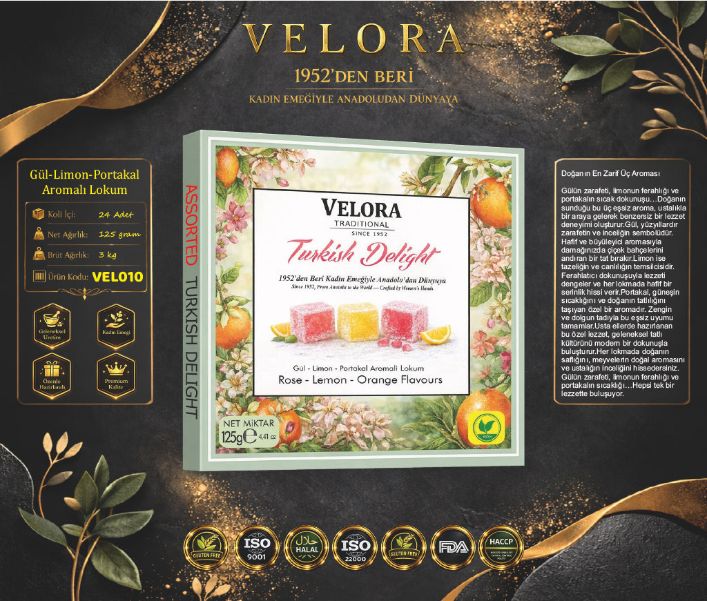 GÜL - LİMON - PORTAKAL AROMALI LOKUM 125 GR